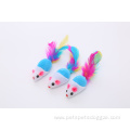 Colorful feathers mouse interactive cat toy